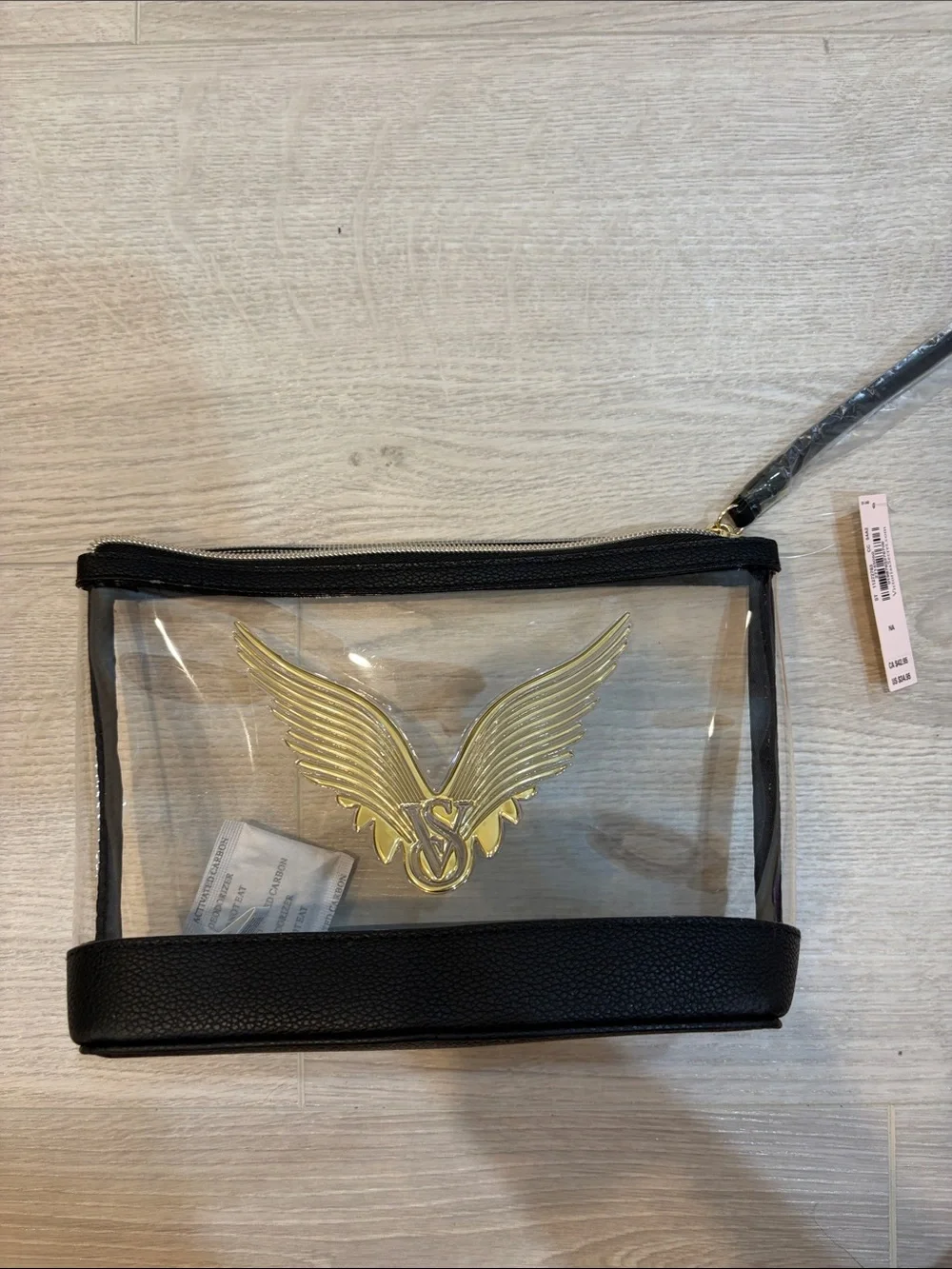 Victoria's Secret Black and Gold Clear Wristlet